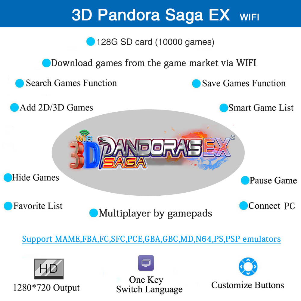 128GB 3D Pandora Saga EX2 Arca - Trackball Controller Arcade ulasan dan harga